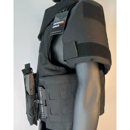 Бронежилет разгрузочный UNIVERSAL ARMOR в Комсомольске-на-Амуре (СВМПЭ + бронеплиты Бр5 класса) черный