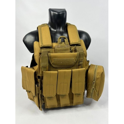 Тактический разгрузочный жилет «5 / пять карманов» с подсумками Tactical Molle Plate Carrier для съемных бронепластин в Комсомольске-на-Амуре